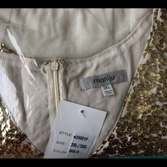 ✨LAST 1✨Gold Sequin Tulle Dress 2X - Picture 5 of 7